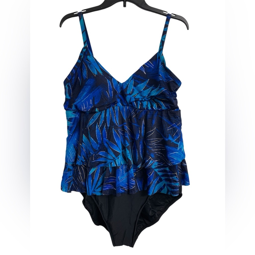 Miraclesuit Tropical Baby Doll Tiered‎ One Piece Swimsuit Size L